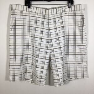 Nike Golf Shorts Plaid Dri-Fit Stretch‎ Pockets Men Size 42 NWT White Tan Blue